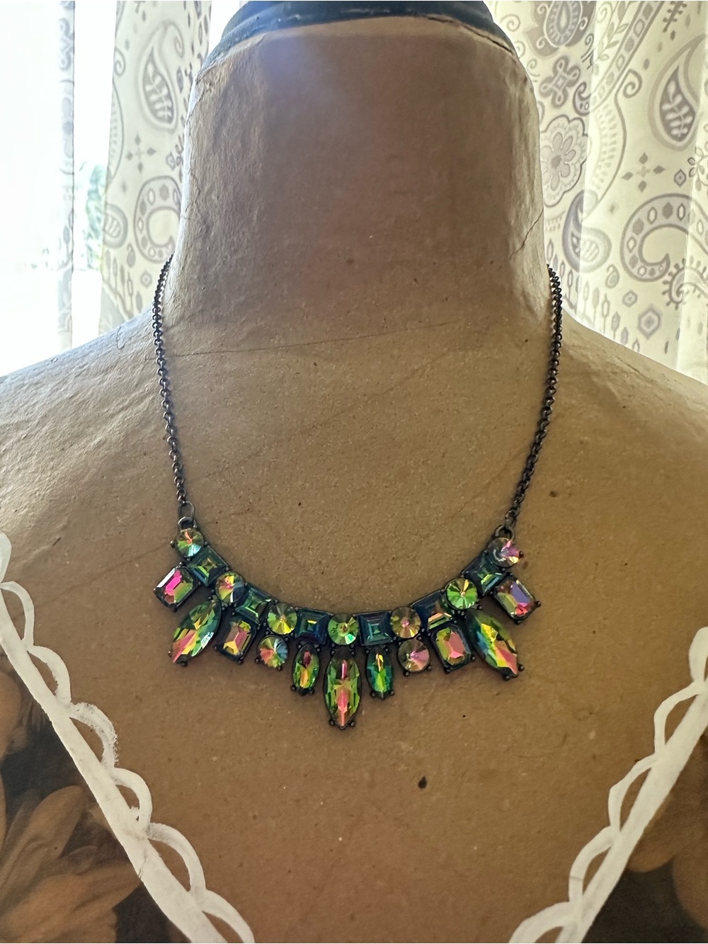 Unlisted Iridescent Multicolor Crystal Bib Necklace